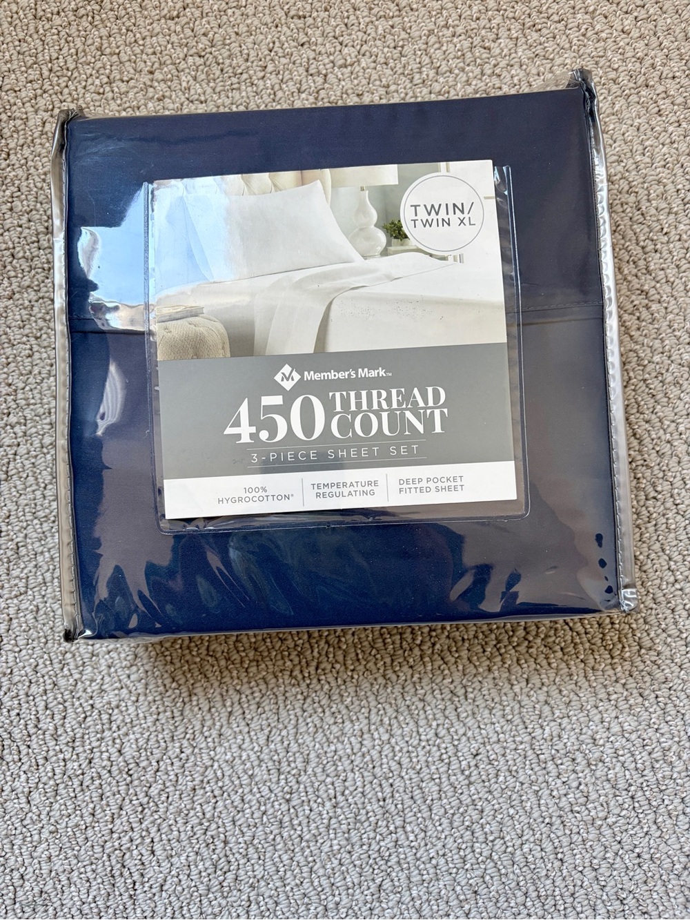 Member's Mark 450 Thread Count Navy 3-Piece Sheet Set - Twin/Twin XL